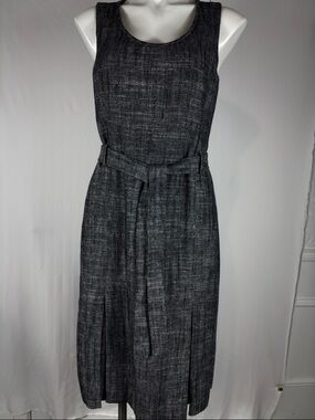 J. crew Classic Sleeveless Gray Belted Midi Dress
